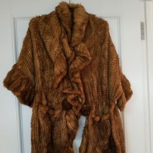 Knit mink shawl/poncho
